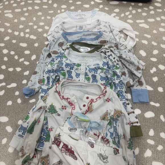 Lot of 13 Pima pajamas tee short sleeve long pants boys lake tbbc roller rabbit